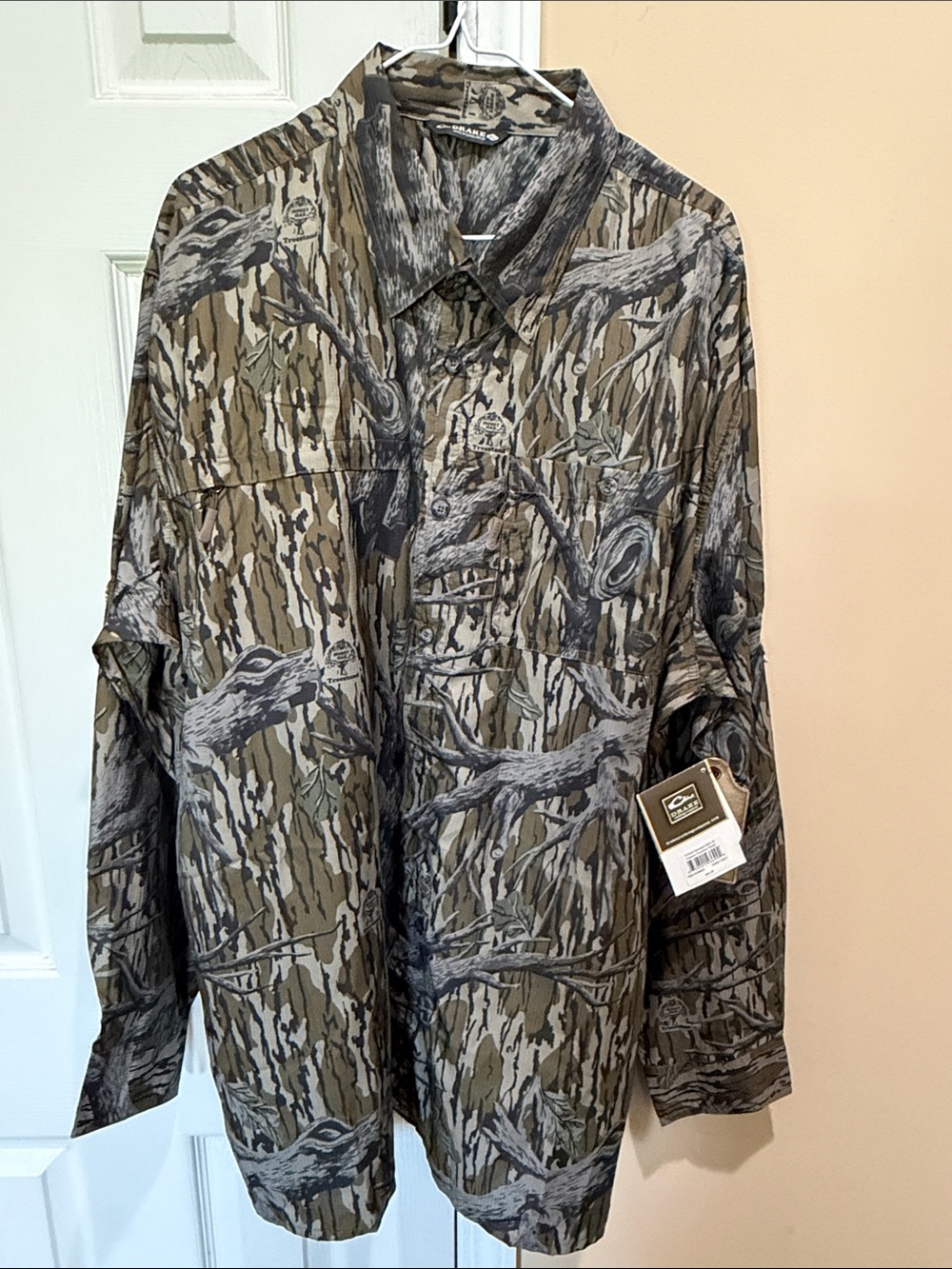 Drake Men's Long-Sleeve Realtree Camo Button-Down Shirt - Olive/Gray